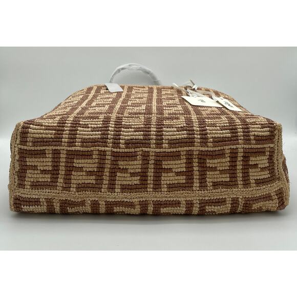NEW FENDI LARGE RAFFIA CROCHET SUMMER FF LOGO TOTE BAG NWT AUTHENTIC! - Picture 8 of 14